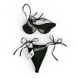 Black Cut Out Women's Bikini Set